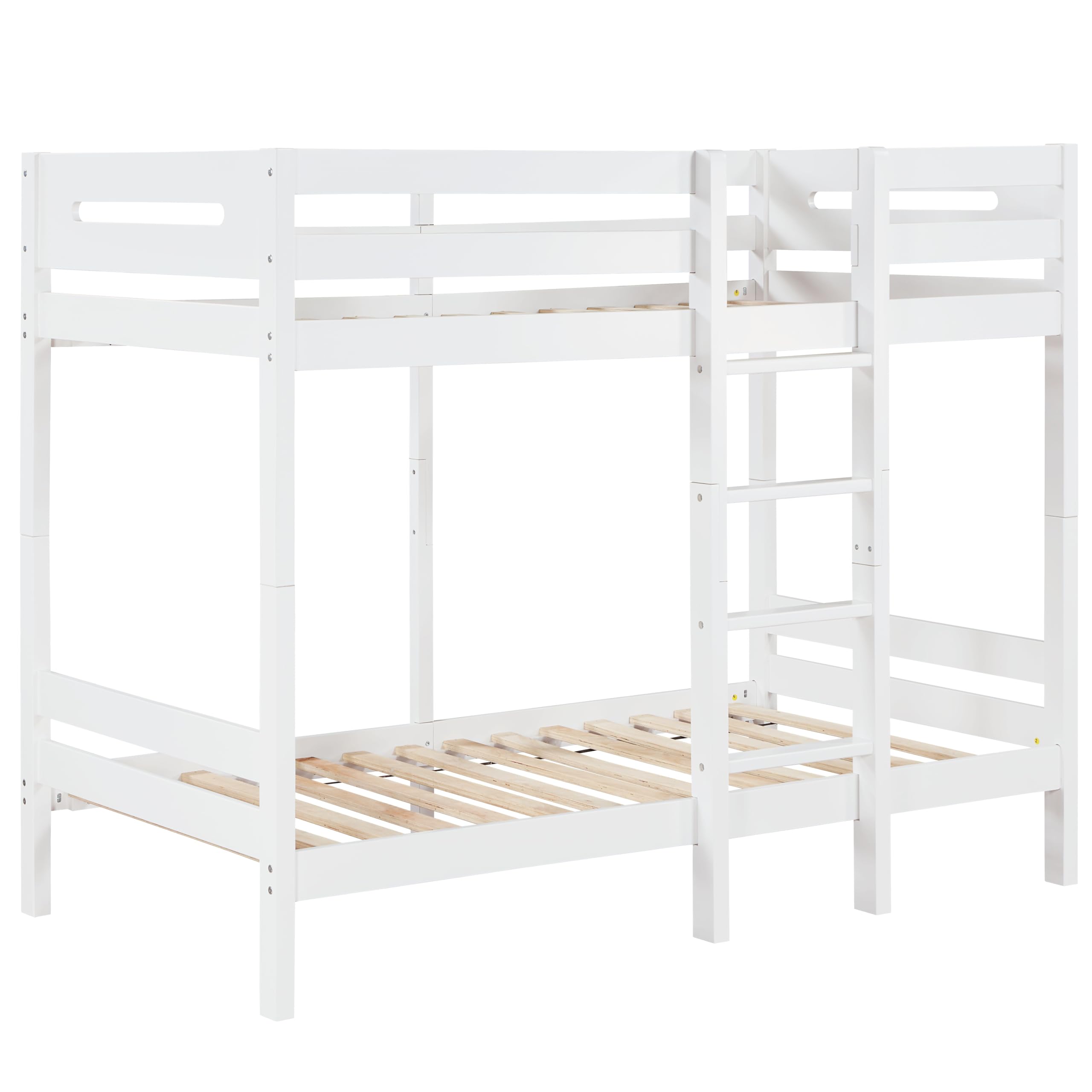 White Twin,Twin Bunk Bed with Ladder