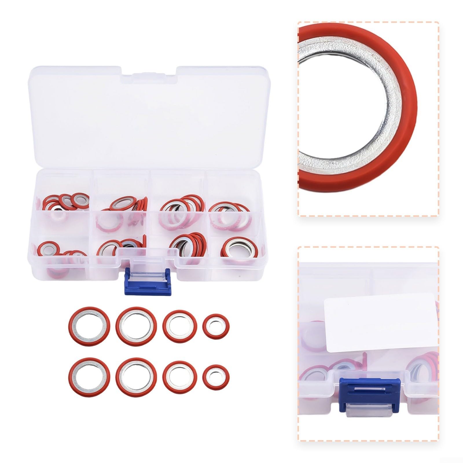 Set guarnizioni compressore aria condizionata auto 30 pezzi kit tenuta 3 misure rosso resistenti temperatura