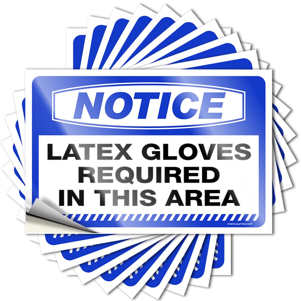 Tool Decal Notice Latex Gloves Required in This Area Stickers 10 Pcs Windshield Stickers for Cars Cave Door Sign(8X12CM)