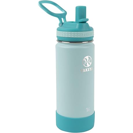 Takeya Originals Actives 16oz Vacuum-Insulated Stainless Steel Water Bottle with Straw Lid