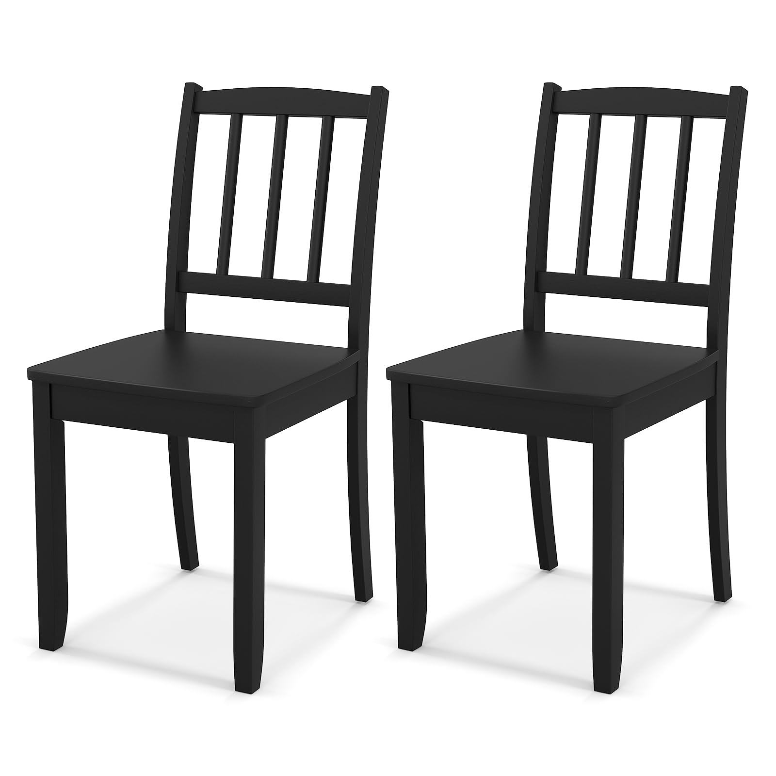Giantex Farmhouse Dining Chairs Set of 2, Modern Kitchen Chairs w/Rubber Wood Legs & Curved Backrest, Ladder Back Diner Chairs, Wooden Side Chairs for Study, Dining Room, Load 400 LBS, Black