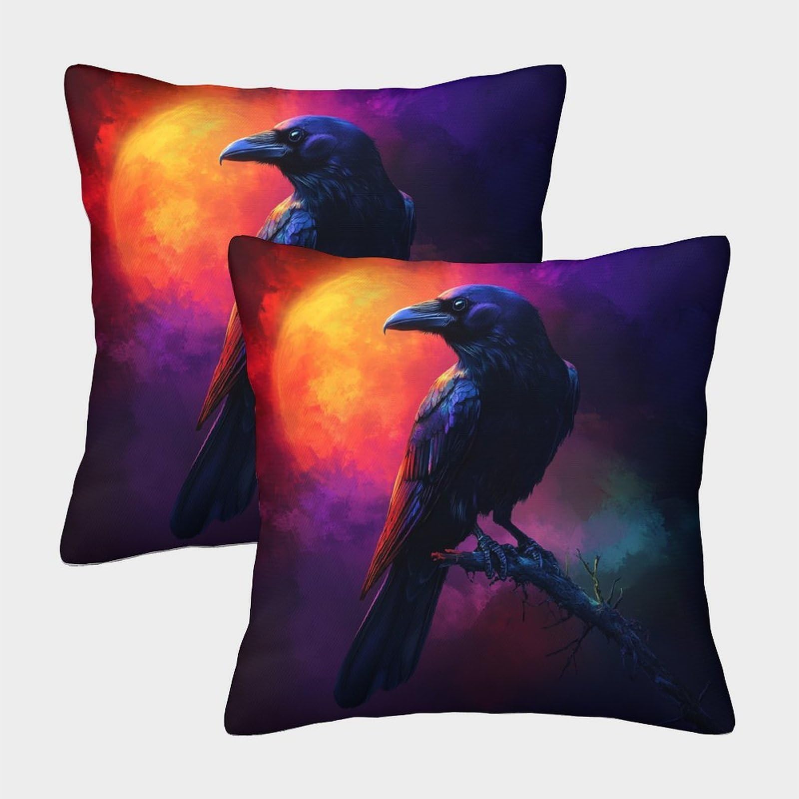 HWEICOIN 3D Printed Crows Square Pillowcases Dinosaurs Pillow Case Cushion Decorative Super Soft Pack of 2 for Patio,Couch, Tent, Balcony And Sofa 45x45cm