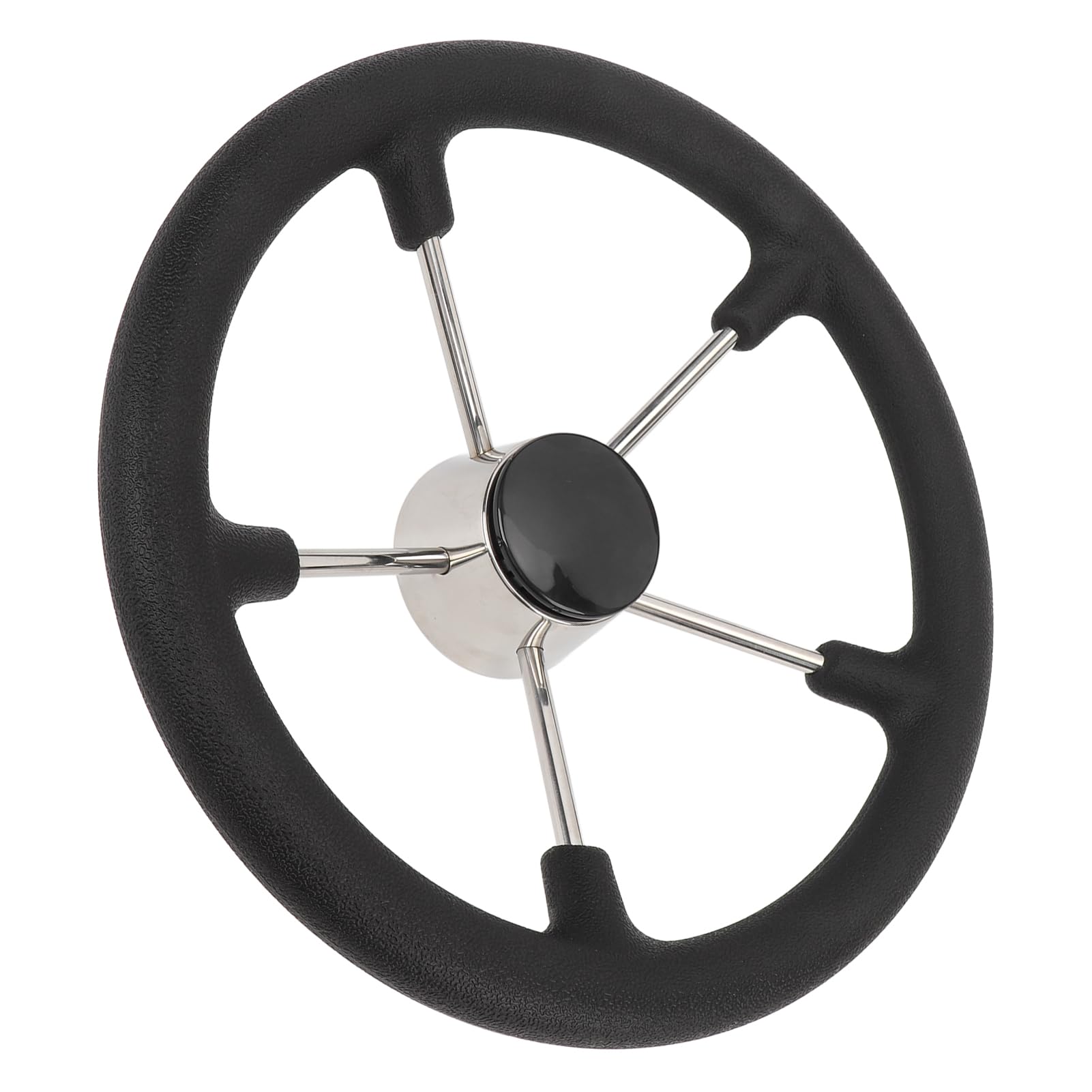 Akozon 【título】Volante Marino de 5 Radios de Acero Inoxidable de 13-1/2 Pulgadas para Yates, Lanchas Rápidas y Barcos