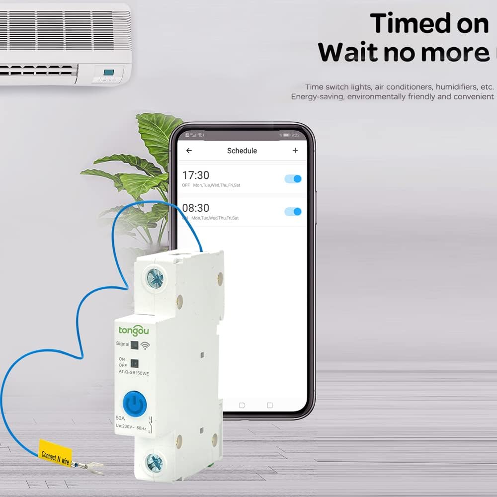 WIFI Intelligent Circuit Breaker 1P DIN ​Rail Switch Ewelink APP Control Compatible with and Google Assitant Voice Control for Home Automation