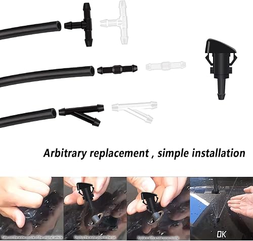 Miniatura 6 de Kit de manguera de boquillas para lavaparabrisas, manguera de líquido de lavadora 4M, 6 conectores de manguera, boquilla rociadora para