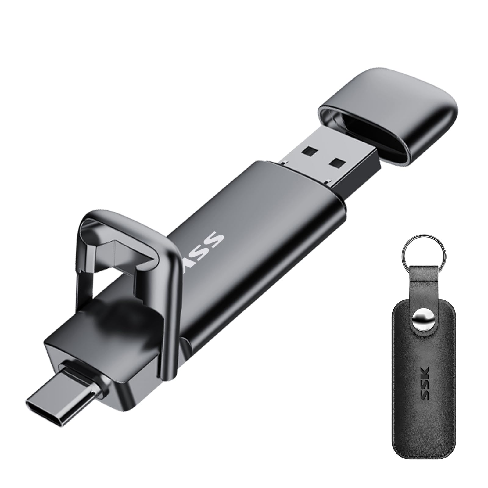SSK 128GB USB C Flash Thumb Drive up to 550MB/s Dual USB C+A Memory Stick