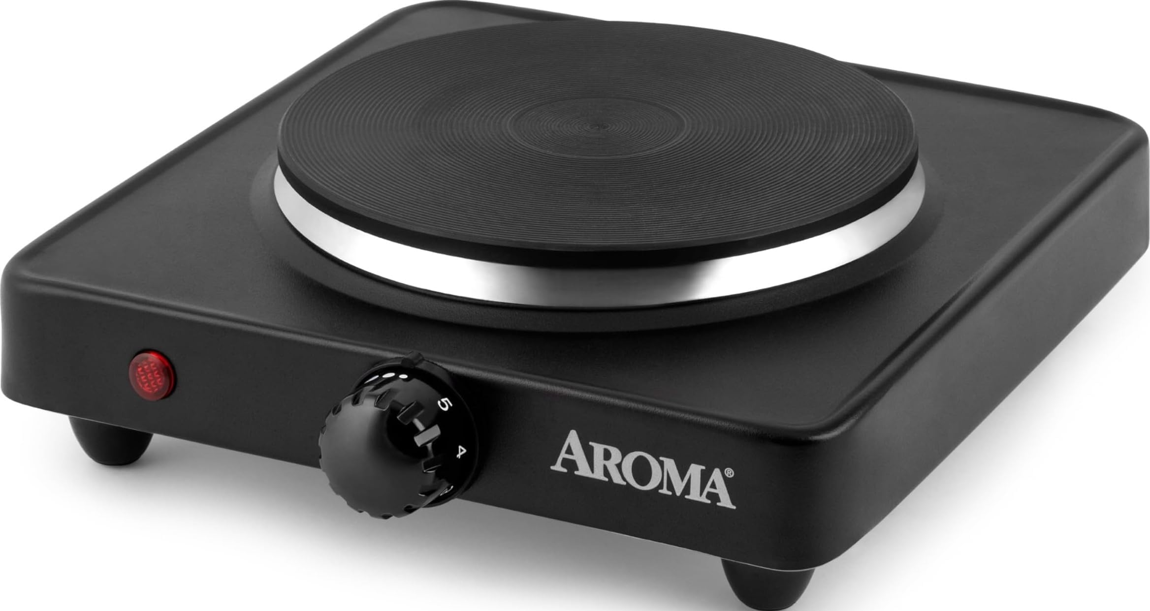 Aroma Housewares AHP-303 Single Burner Hot Plate, Metal, Black