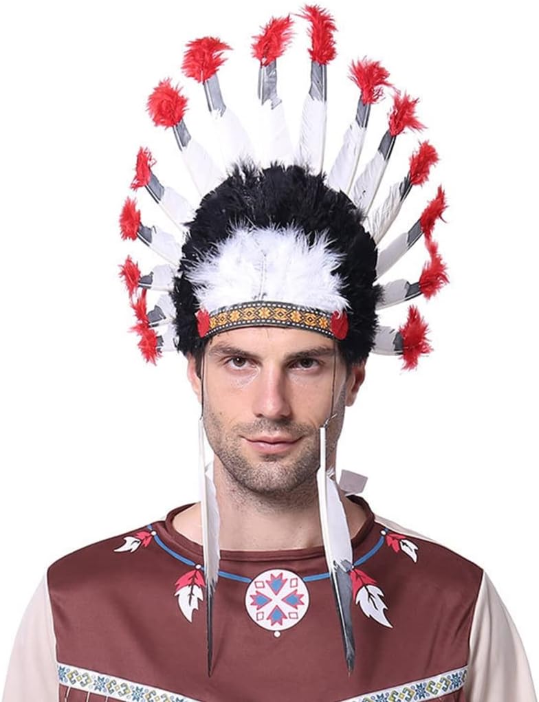 Native American Chief Headdress Indian Costume Feather Hair Dress Headpiece