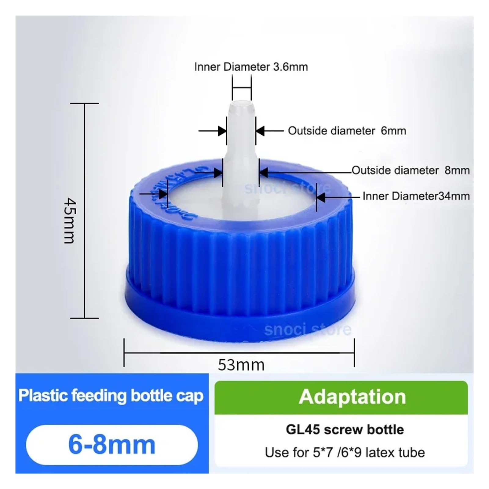 GL45 pokrywka do butelki GL45 z tworzywa sztucznego PP, adapter do butelki z reaktorem 1, 2, 3 i 4 ustami (Single Hole)