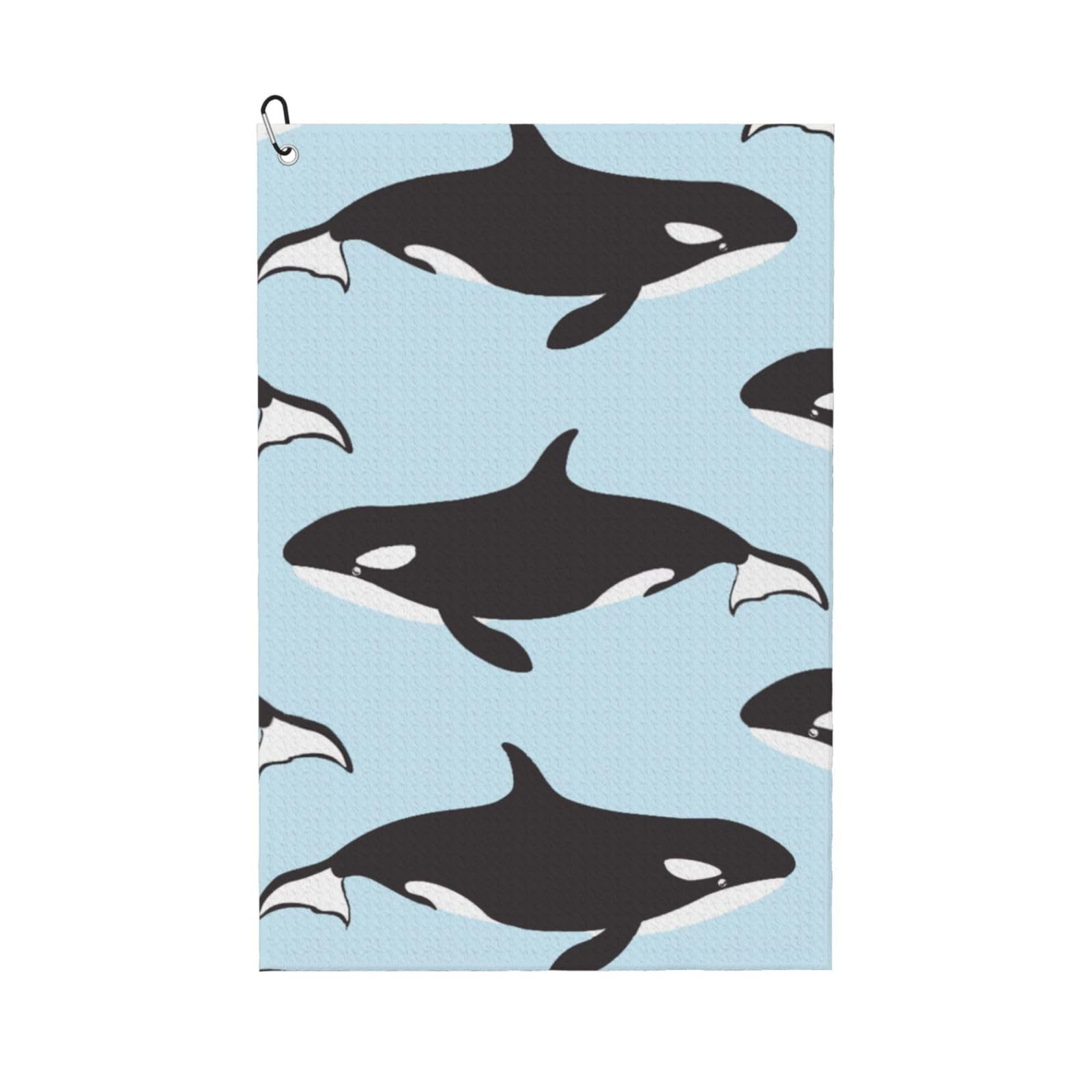 Hnnkloy Whale Animal Pattern, 16x24 in Portable Waffle Golf Towels with Carabiner Clip for Golf Bag