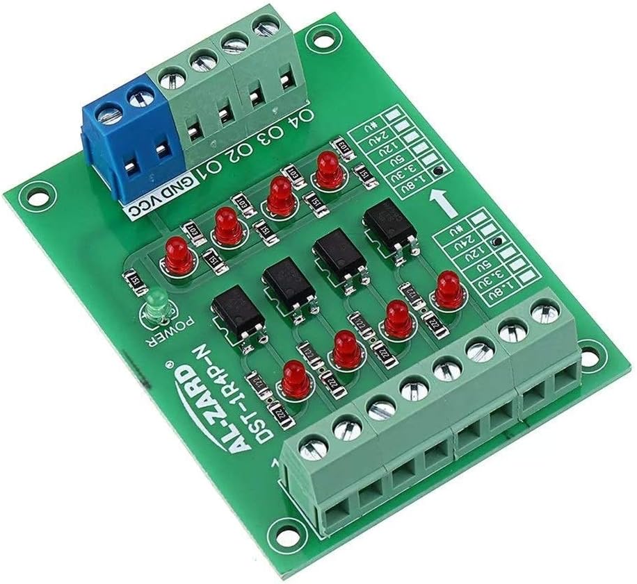 12V to 1.8V/5V/3.3V/24V 4 Channel Optocoupler Isolation Board Isolated Module PNP Output PLC Signal Level Voltage Converter - 5V Spot Steuermodul Modules
