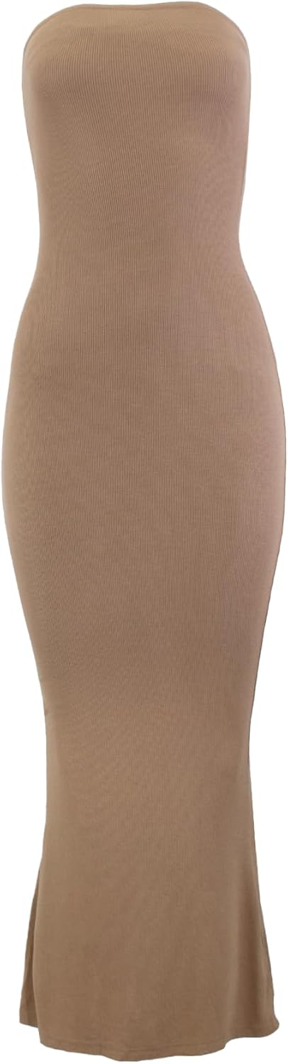 Almere Women Body Shaping Basic Strapless Stretch Double Lined Maxi Dress