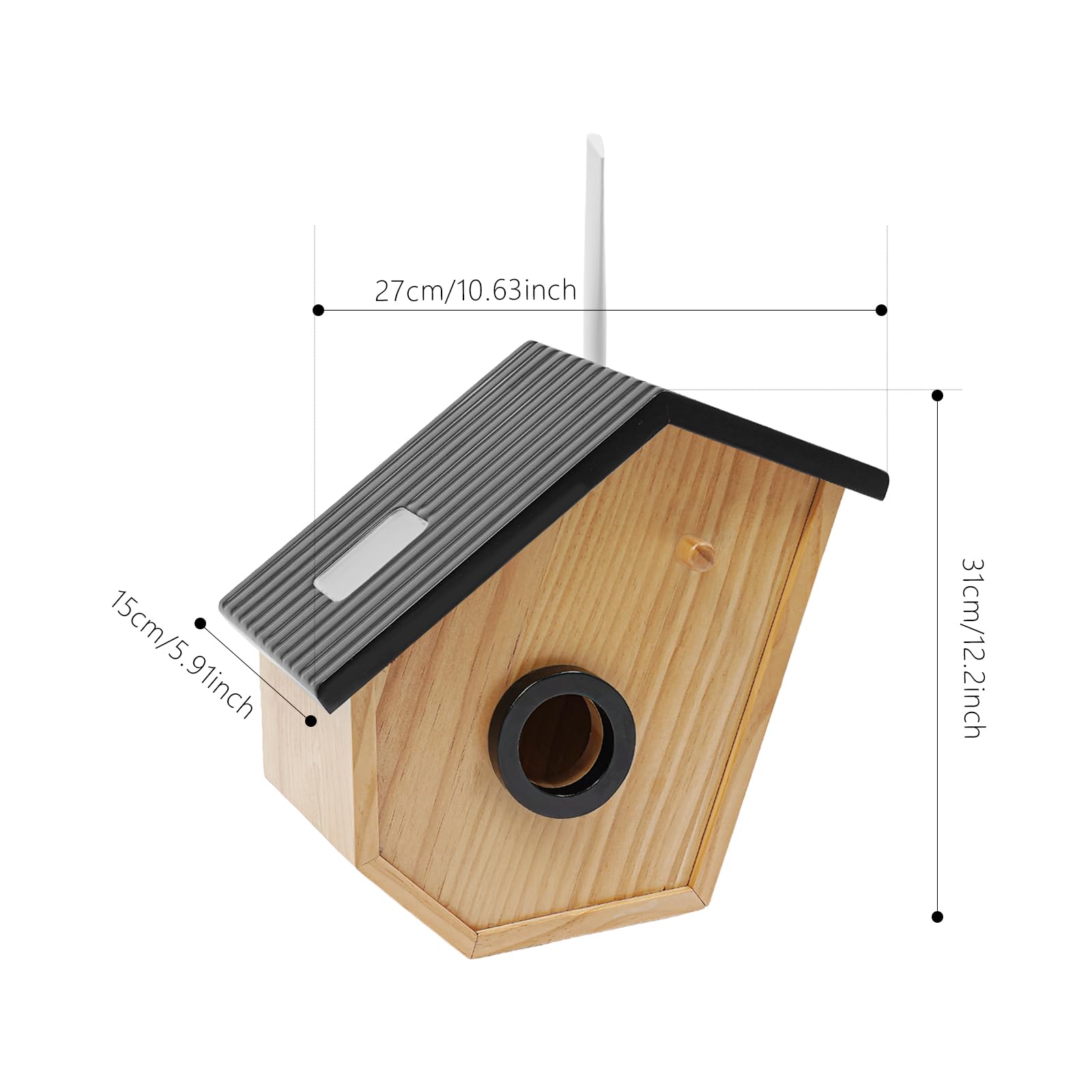 Pájaro inteligente con vigilancia interna, nido de pájaros con cámara solar con detección de IA, IP65 comedero para pájaros, caja nido, caja de observación de aves, modo de visión nocturna de