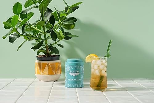 Miniatura 7 de JusTea PEPPERMINT DETOX  Té de hierbas de hojas sueltas  Lata con cuchara de té tallada a mano  Más de 40 tazas (1.6 onzas)  Sin cafeína  Ganador de