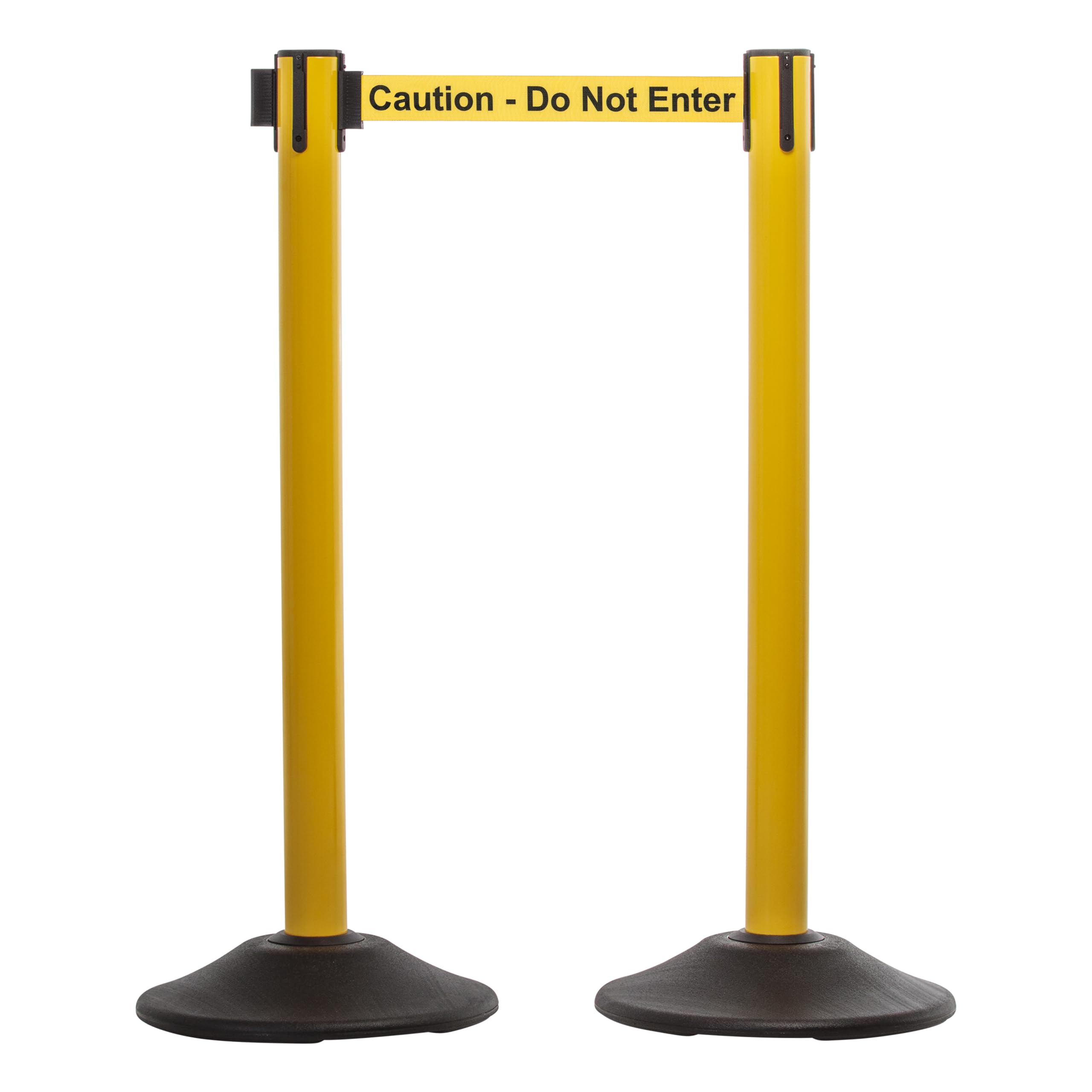 US Weight Yellow Steel Stanchion - Heavy Duty Crowd Control Barriers - Premium 7.5-Foot Retractable Belts