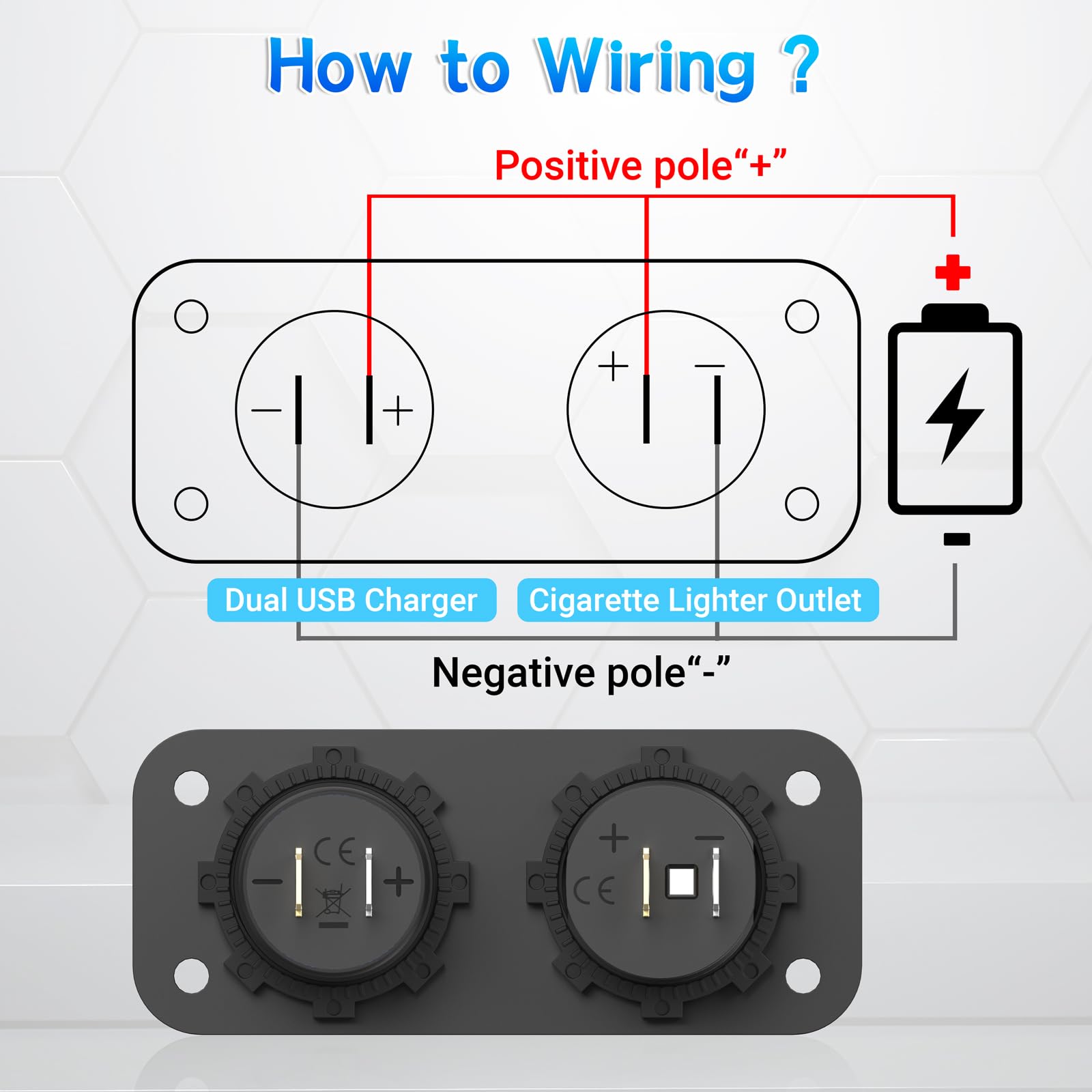 (3-USB) PD USB C Prise 12V Allume Cigare 300W: Qidoe Panneau Prise Chargeur de Voiture 12 Volt Adaptateur USB QC3.0 Allume Cigare Interrupteur Étanche pour Voiture, Bateaux, Bus, Camion, Camper, GPS