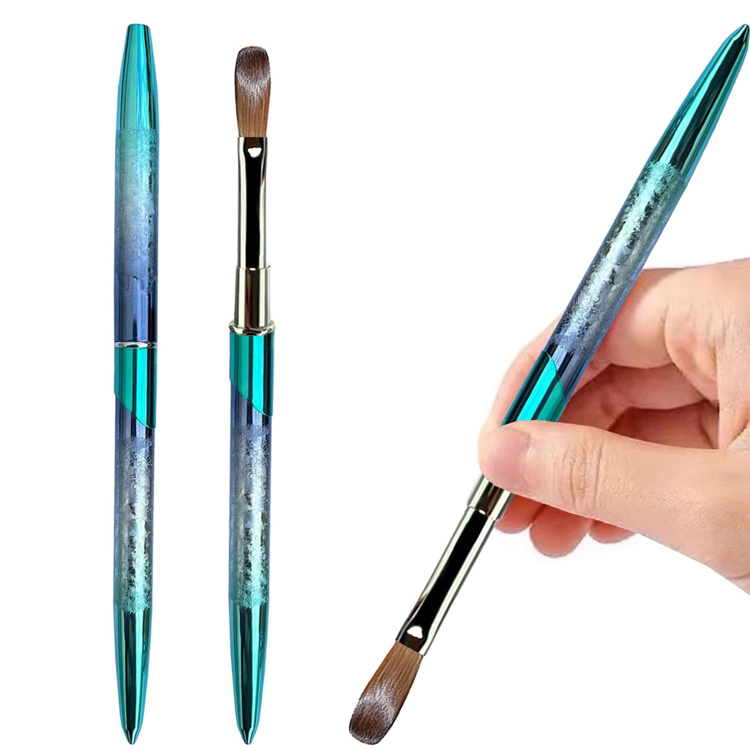 Kolinsky Nail Art Brush Acrílico con pelo de visón 100% virgen y mango de aluminio, pincel de gel profesional para aplicar Acrylic Beauty