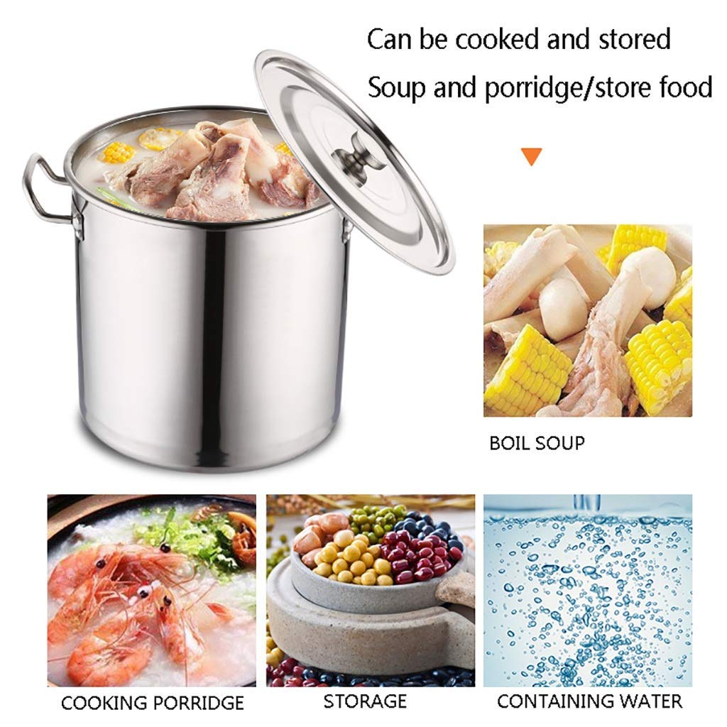 Cacerola Grande y Profunda de Acero Inoxidable Apto para Uso alimentario, Ideal para cocinas de inducción.