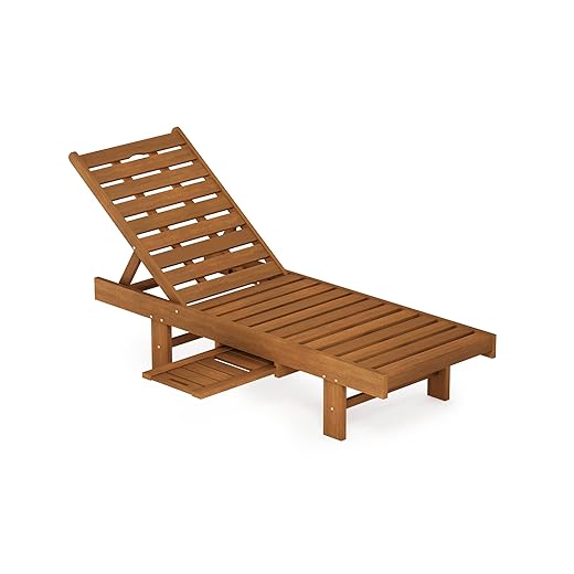Furinno Tioman Sun Lounger with Tray, 6.3D x 59.49W x 11.3H in, Natural