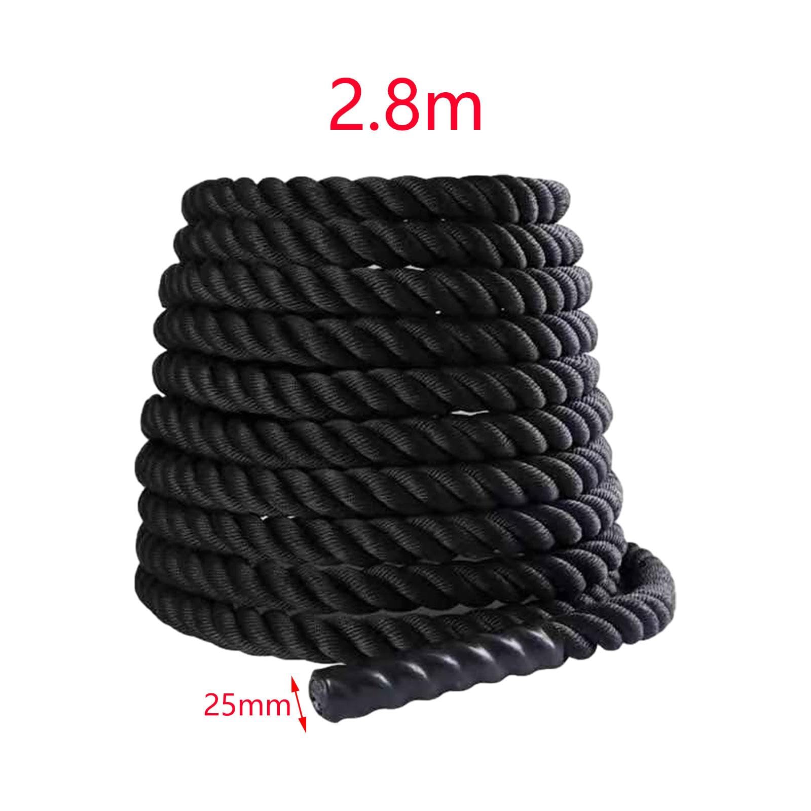 Cuerda de Batalla Cuerda de Ejercicio Cuerda de Escalada Duradera Cuerda de Entrenamiento Ejercicio Cuerdas Pesadas, 25 mm x 2.8 m Negro