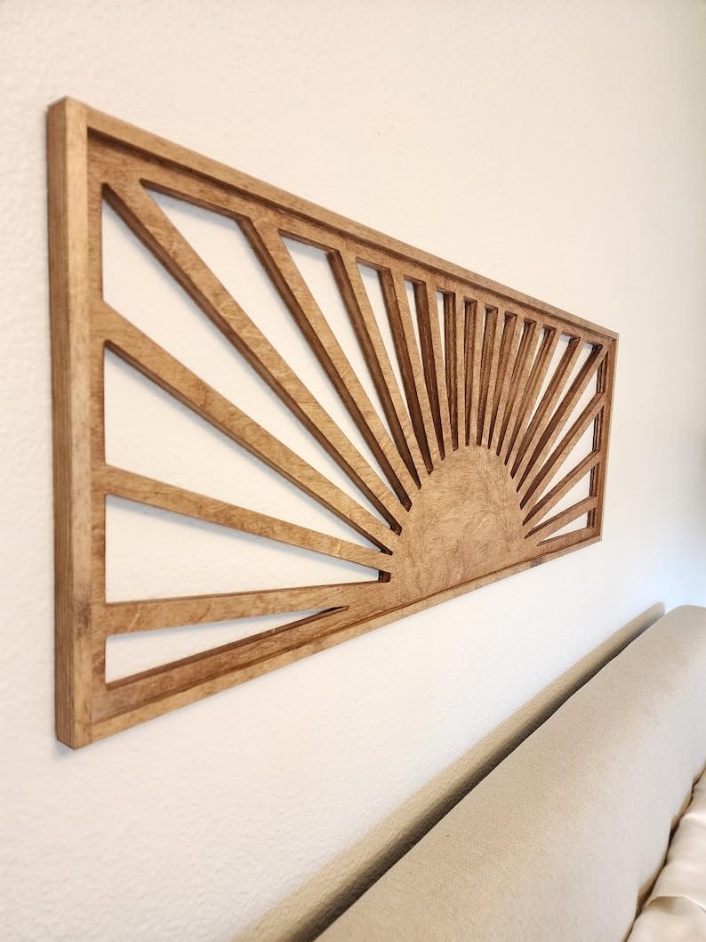 THE SARA ENTERPRISES Wooden Wall panel Sun Wall Art Size (12x36) inch Colour (Natural Brown) Wooden Wall Decorative Frame for Living Room | MDF Wall Decor Wooden Frame for Home,-image-16