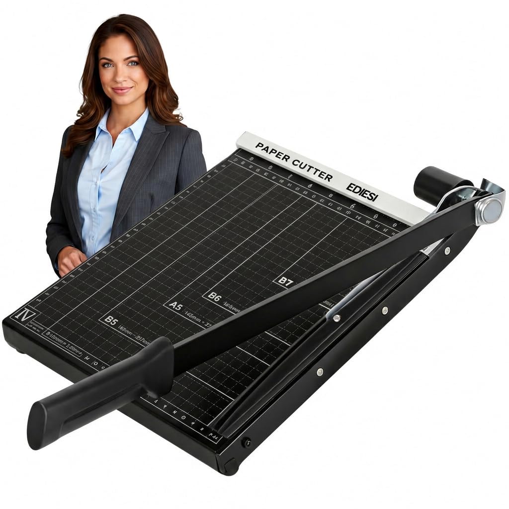 Ediesi, Paper Cutter, Paper Trimmer, Paper Guillotine, A3 and A4, Manual, High Precission, Photo or Paper, 3 Colours Available (A4 - Black)
