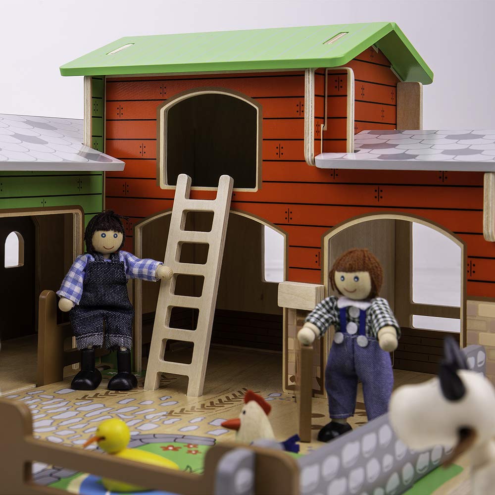 Bigjigs Toys Wooden Cobblestone Farm Playset, One Size