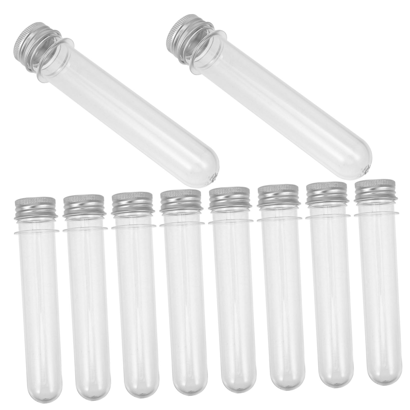 PRETYZOOM 50 Pcs Caja De Dulces De Tubo De Ensayo Accesorios De Té Tubo De Plástico De Fiesta Contenedor De Dulces Delicados Tubos De Plastico Tubos De Ensayo De Fiesta Pd Silver