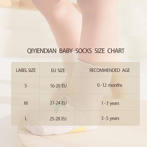 Miniatura 6 de QIYIENDIAN Lindos calcetines de dibujos animados con agarres 5 pares de calcetines antideslizantes de algodón adecuados para bebés y niñas