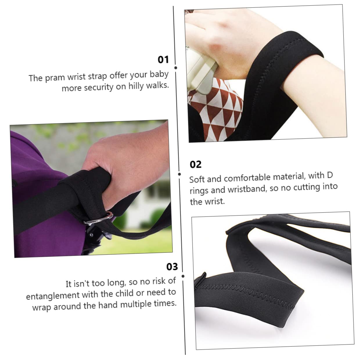 HEMOTON 1pc Baby Stroller Metal Neoprene Stroller Wrist Strap Dog Leash Large for Baby Pet