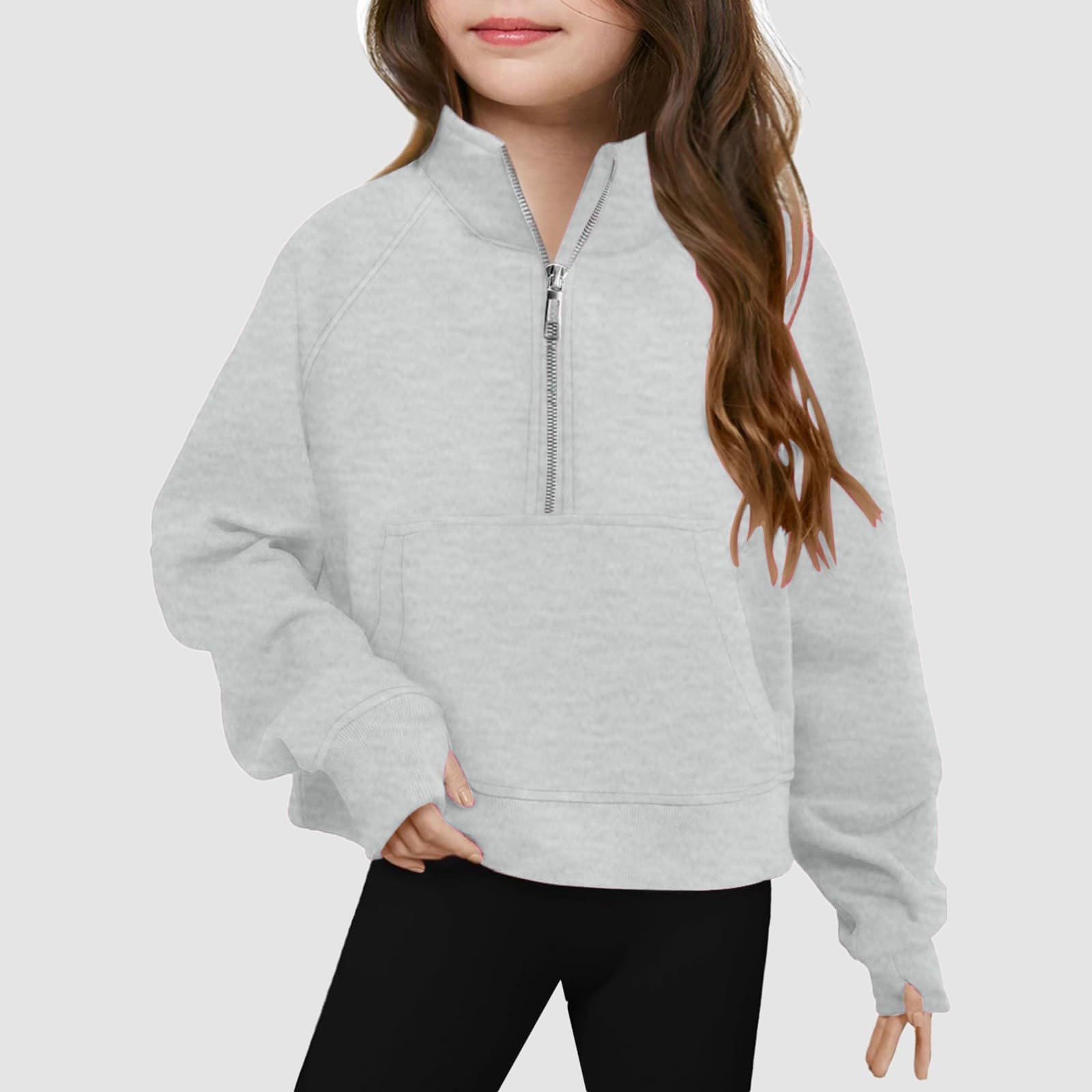 Half Zip Sweatjacke Baby Mädchen Pullover Fleece Thumbhole Sweatshirt Junge Winterjacke Kleidung Baumwolle Tops wasserdichte Jacke Lightweight Winter Clothes Breite Jacken