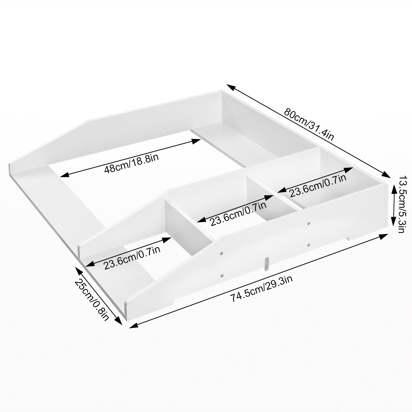 WOLTU Cambiador para Bebé 80x74,5x13,5 cm, Tapa Cambiador de Madera con Estantes de Almacenamiento, Compatible con Cómoda, Lavadora o Armario