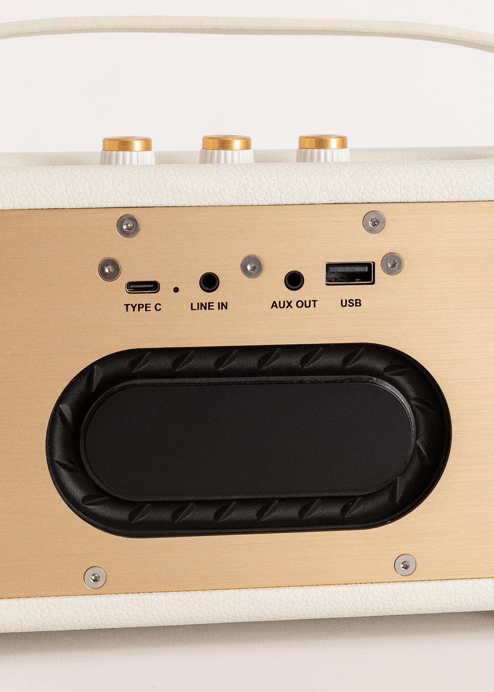 CREATE / Speaker Retro/Haut-Parleur Portable avec Bluetooth, USB et AUX Blanc cassé Petit/Design rétro, jusqu'à 5 Heures d'autonomie, Sangle de Transport, 40W
