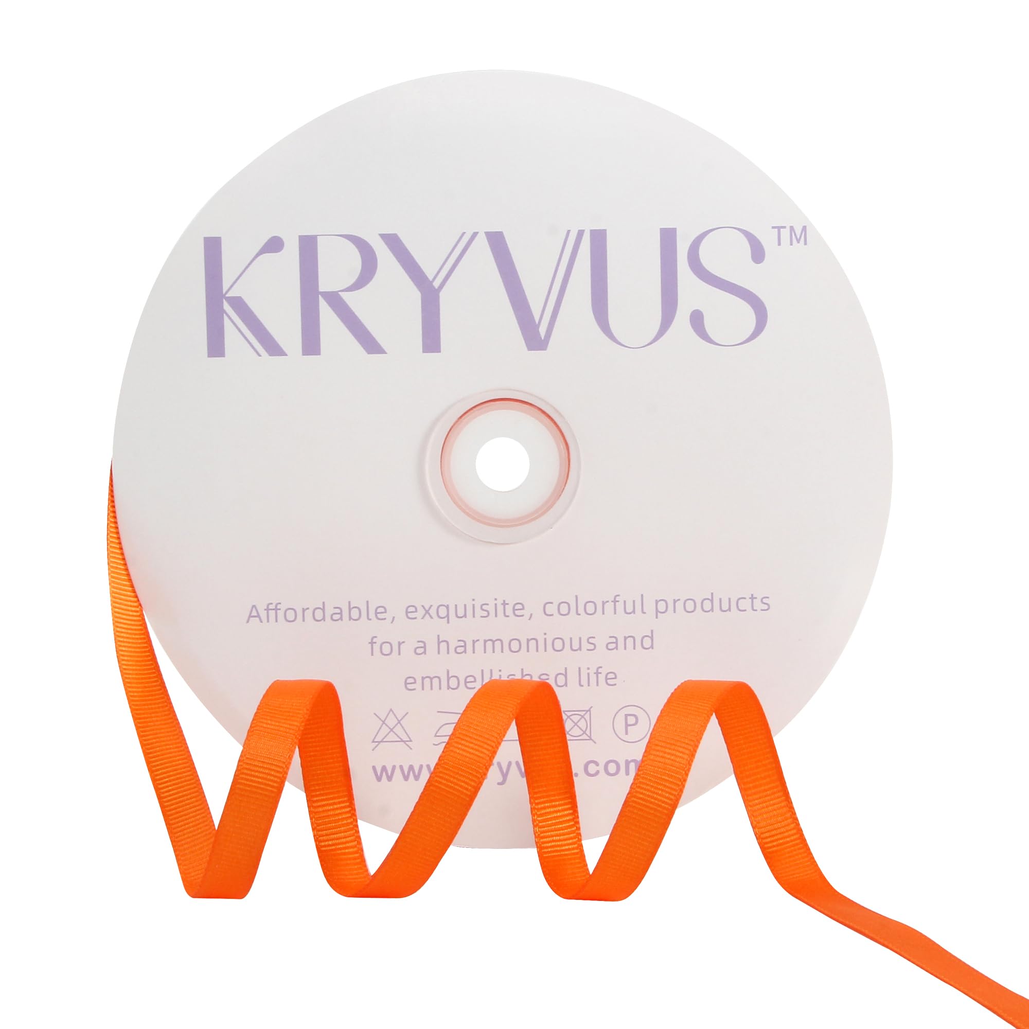 Kryvus Orange Ribbon, Grosgrain Ribbon 3/8 Inch x Continuous 100 Yards, Orange Grosgrain Ribbon for Crafts, Gift Wrapping, Hair Accessories, Wedding