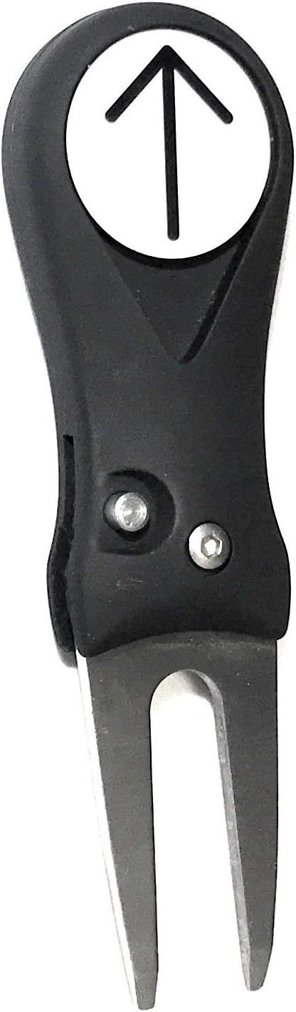 Golf Divot Tool with Pop-up Button & Magnetic Ball Marker with Arrow for Help with Putt Alignment, Pitch Mark Mini Tool Lightweight Portable and Foldable (Divot Tool)