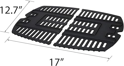Miniatura 5 de C764F (paquete de 2) rejillas de cocción de hierro fundido de 25 x 17.8 pulgadas de repuesto para modelos Weber 7646 Q300, Q320, Q3000, Q3200,