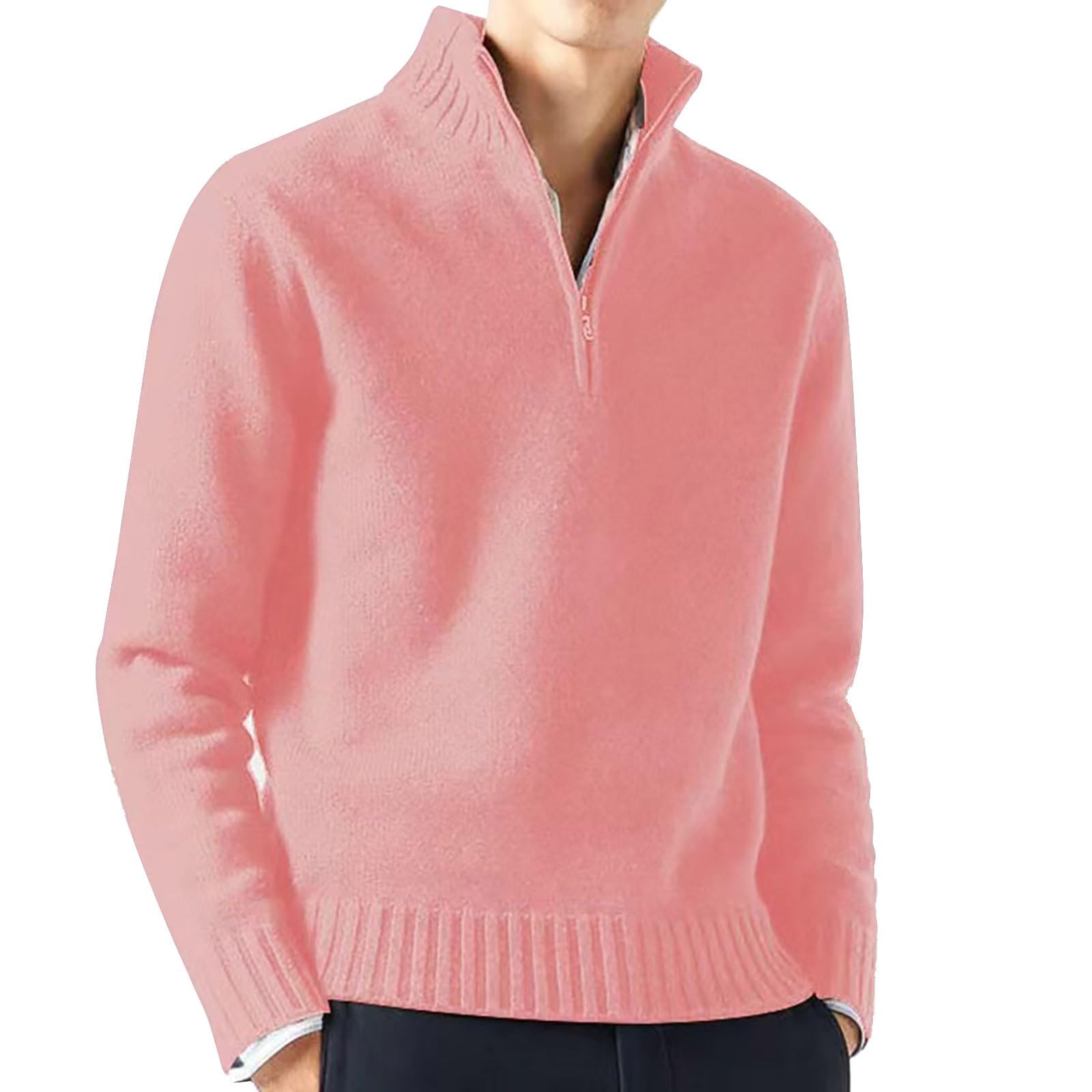Nidddiv Caldo Uomo Autunno/Inverno Solido Quarto Cerniera Maglione Casual Collo In Piedi Pullover Lavorato A Maglia Collo In Piedi Pullover Maglione Cappotto Mens Misto Lana Cappotti Invern