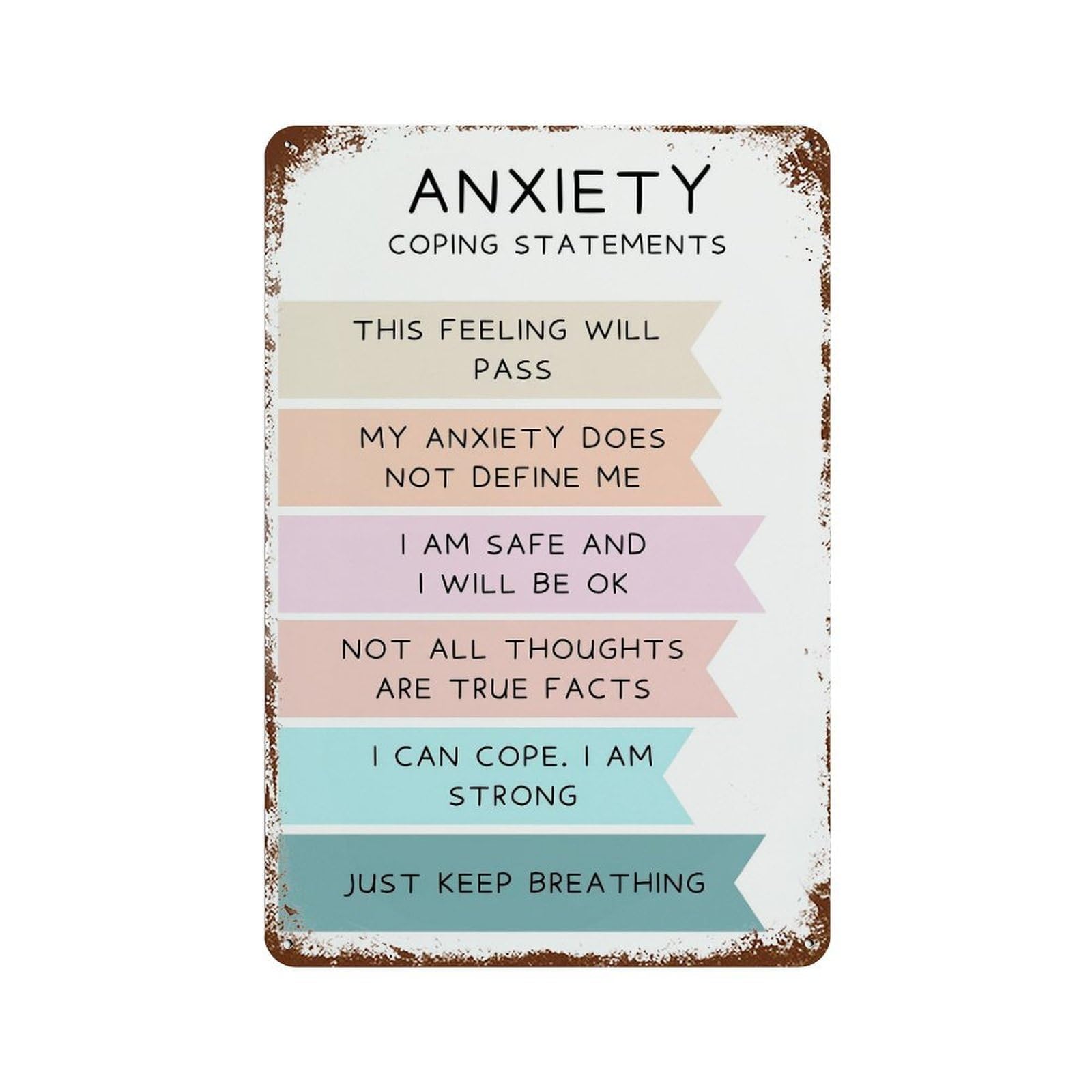 xiaoxiaoshen Anxiety Mental Health Wall Decor Art Metal Tin Poster Modern Home Decor Art Home Bar Shop Decorations Vintage Sign 30x20cm