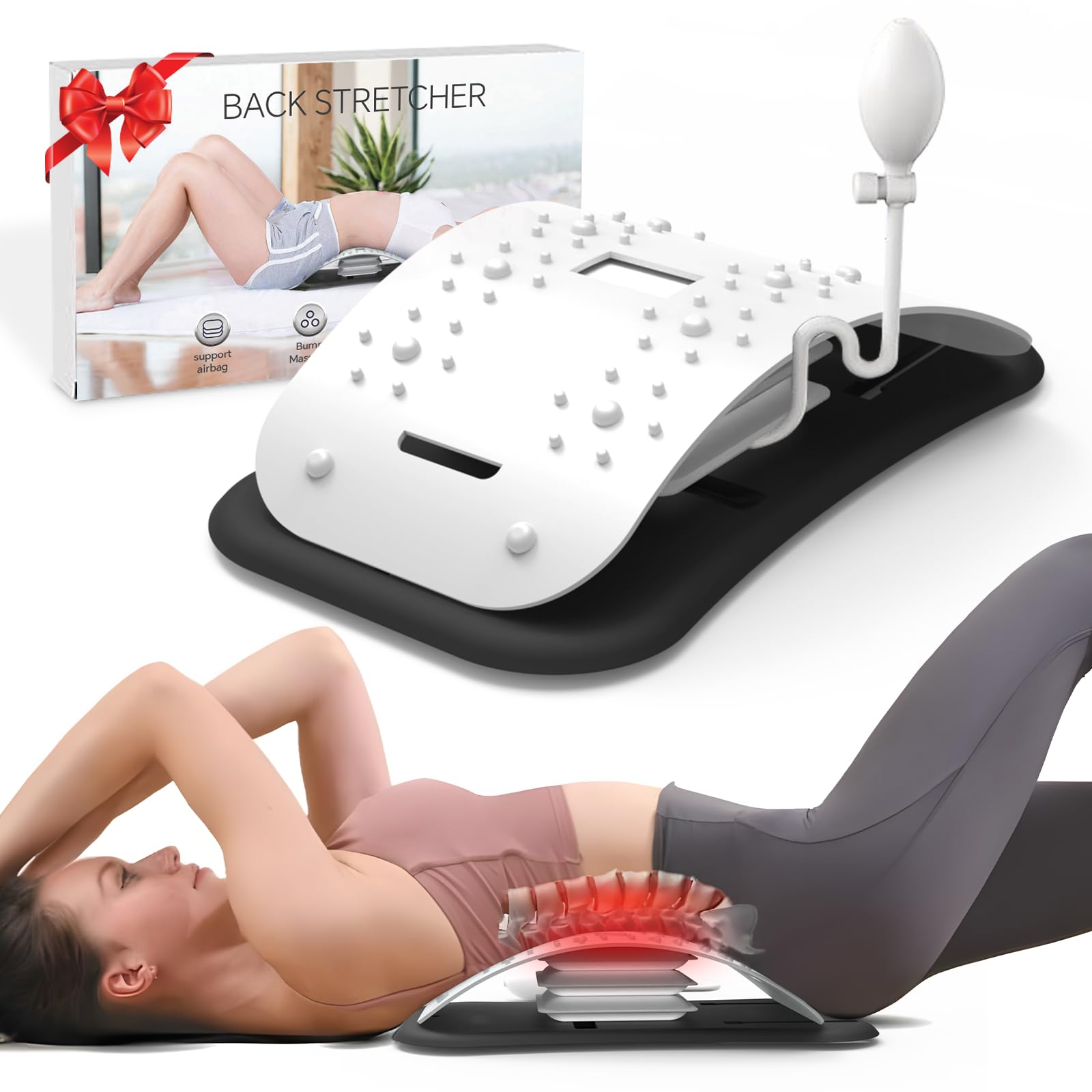Back Massager for Pain Relief Deep Tissue - Back Stretcher for Lower Back Pain Relief,Back and Spinal Relaxation with 8 Magnet Relieve Lumbar Disc(Gifts for Women Men Mom Dad)