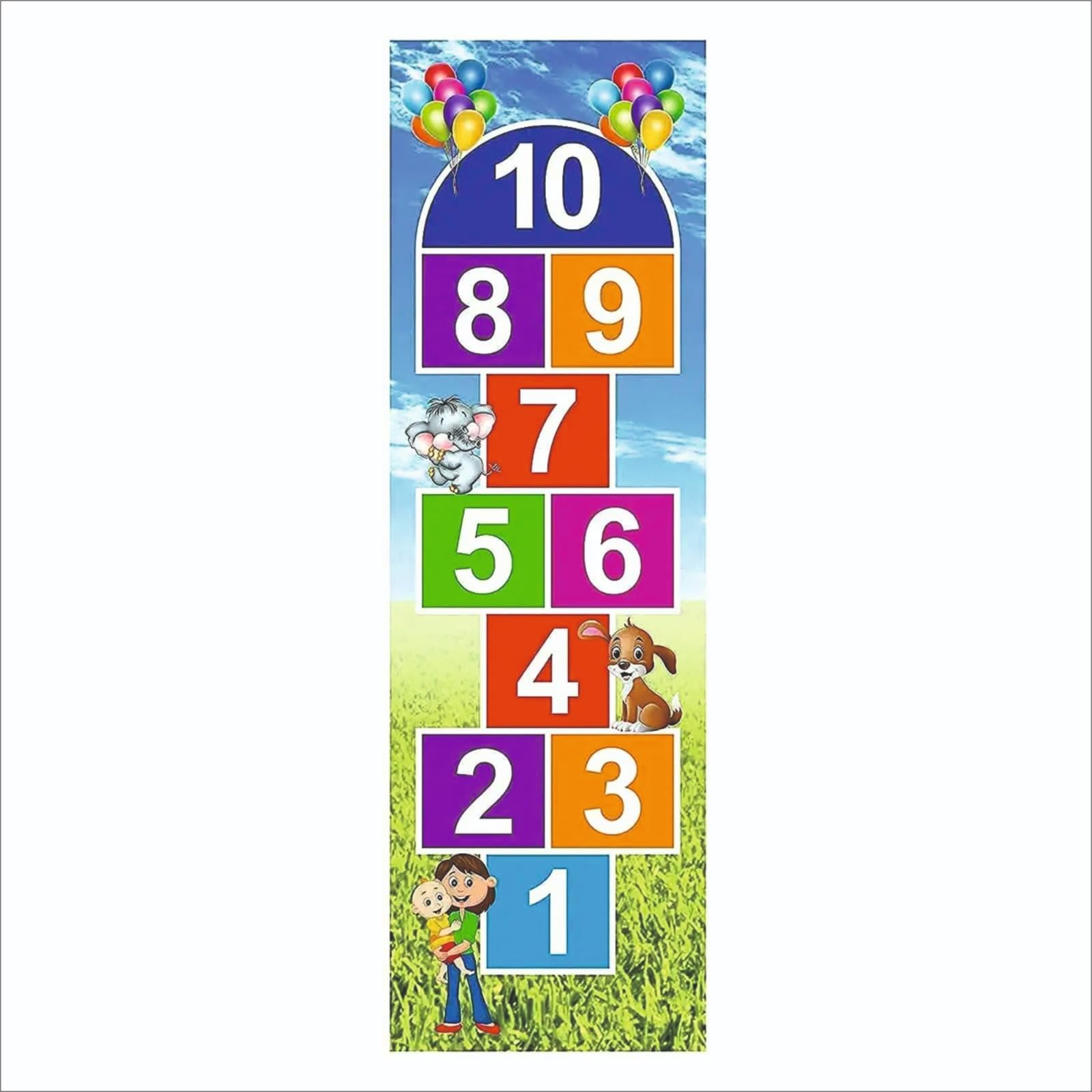 Hopscotch Jumbo Play Mat for Kids with Number Print Design, Multicolour, 96 x 30inch (Number Multicolor)