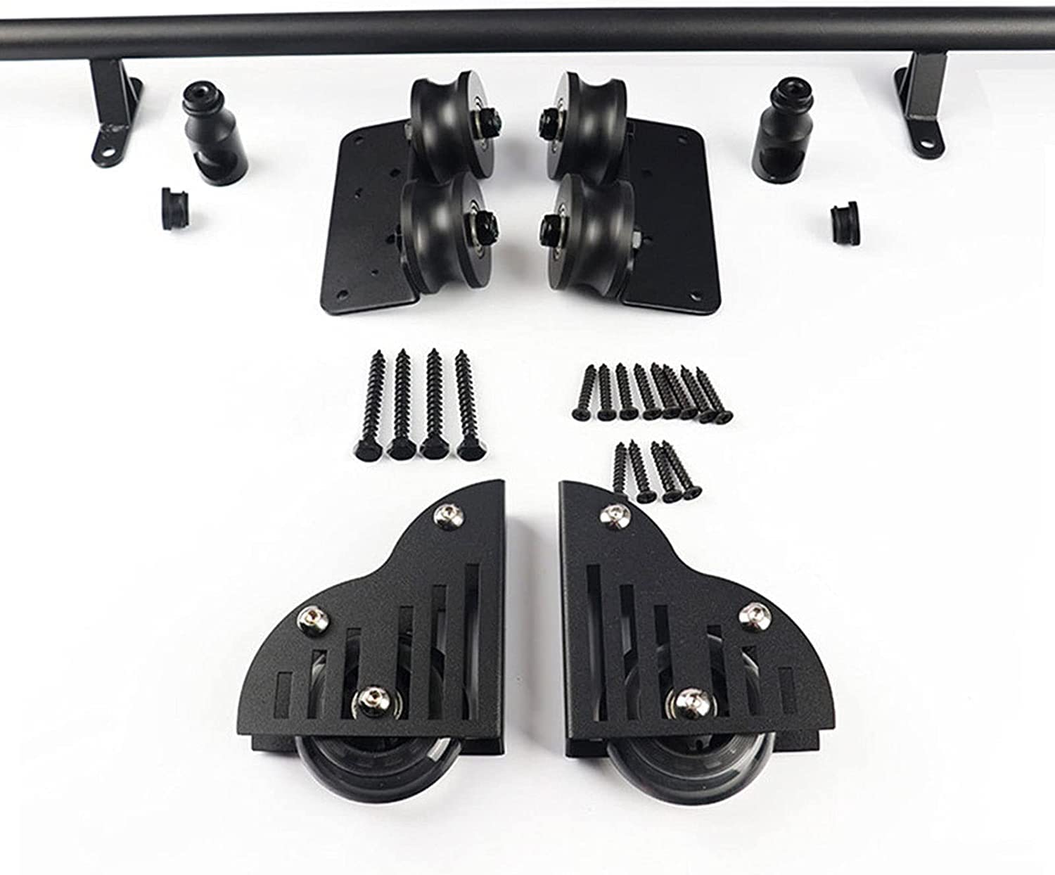 Schiebetür-Hardware-Set, 1 m - 6 m, Rollleiter, Hardware, Bibliothek, Schiebeleiter, Hardware-Kit, schwarzes Stahl-Rundrohr, mobile Leiter