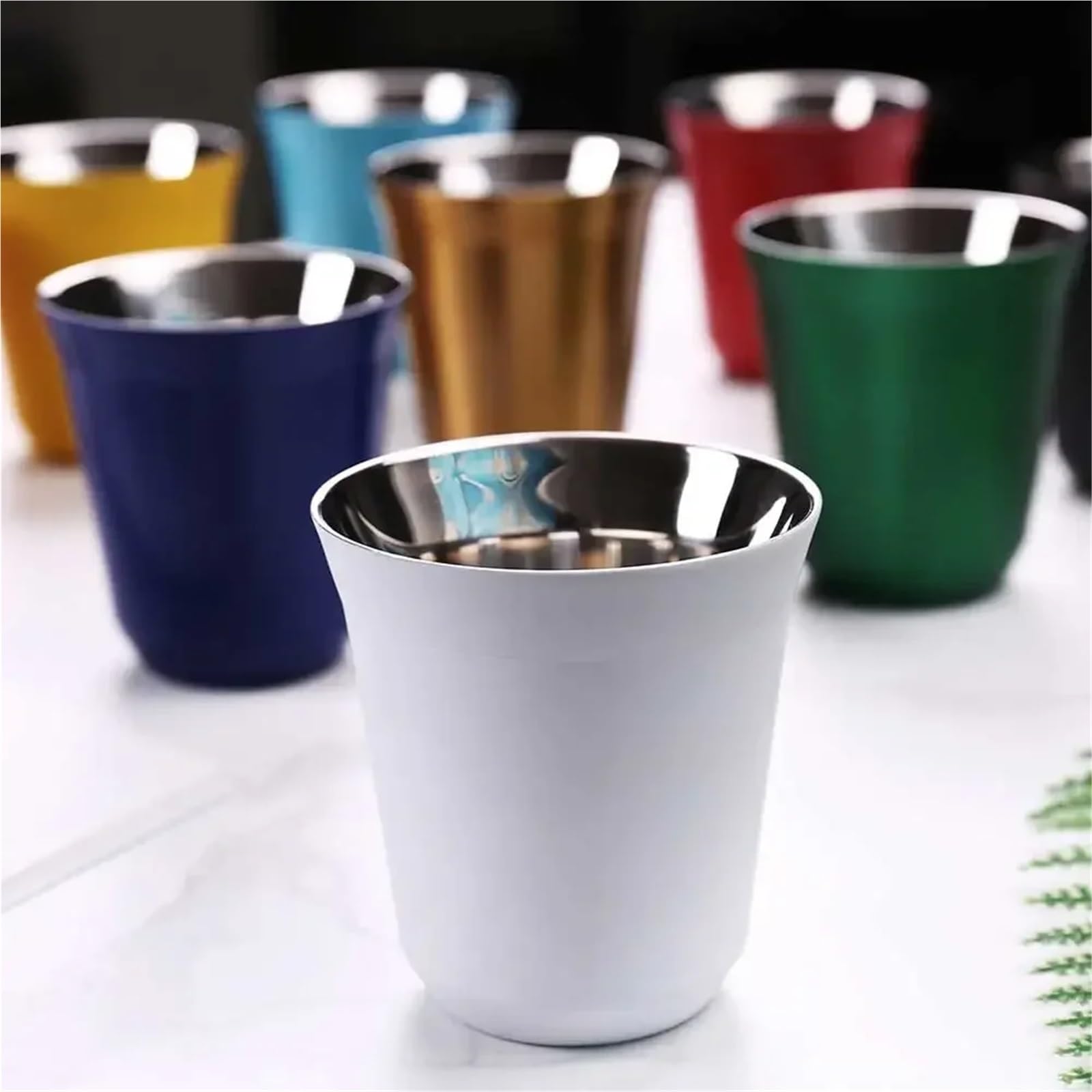 Tazas de café expreso 80ML y 160ML, tazas acero inoxidable 304, aisladas doble pared aptas for lavavajillas, poca capacidad Para café y bebidas(160ml,Silver)
