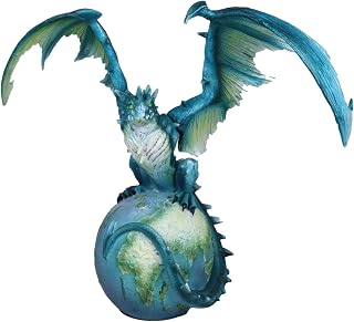 Ebros Guardian Sentries of The Galaxy Orbital Planet Dragon Figurine Mythical Fantasy Celestial Solar System Dragons Sculpture (Earth Terrestrial Aqua Blue Drake)