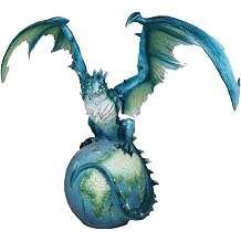 Ebros Guardian Sentries of The Galaxy Orbital Planet Dragon Figurine Mythical Fantasy Celestial Solar System Dragons Sculpture Earth Terrestrial Aqua Blue Drake