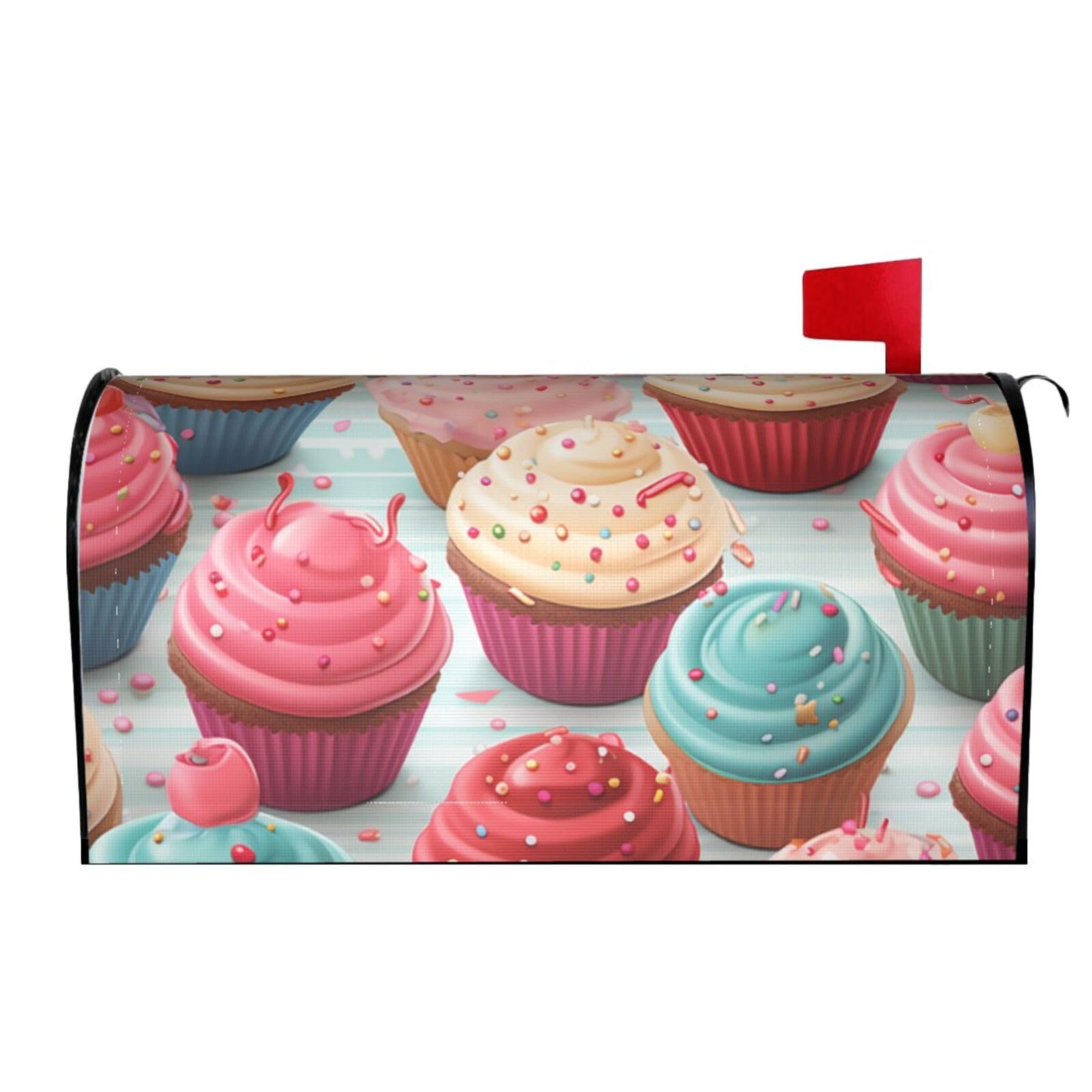Spring Summer Mailbox Covers Magnetic Letter Post Box Cover Colorful Sweet Lollipop Cupcake Donut Mailbox Wrap Decoration Mailbox Post Cover for Garden Yard Outside Welcome Decor 21x18 in