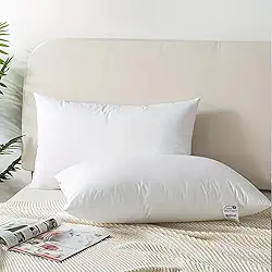 Travesseiros Antialérgicos com Penas de Ganso, 50x70 cm, Kit 2 Unidades, Branco, Conforto de Hotel 5 Estrelas | Macios, Respiráveis e Hipoalergênicos Toque de nuvem e aconchegante