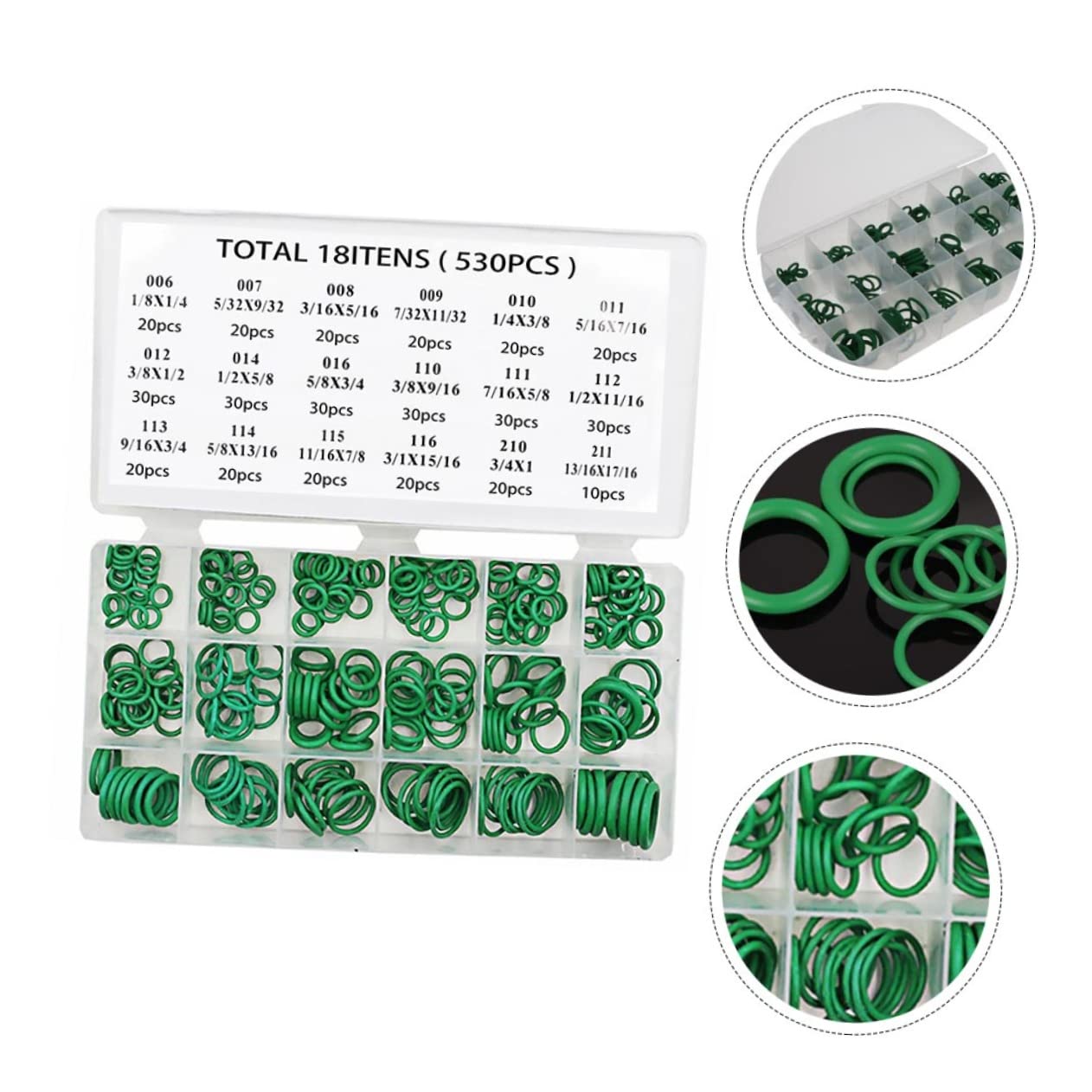 VOSAREA 530Pcs O Kit Gasket Assortment for Automotive and Repair Practical Sealing for Pipelines and Maintenance
