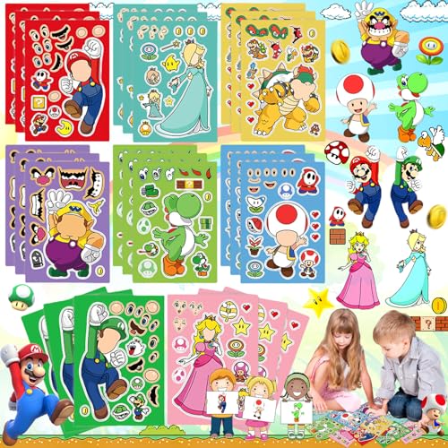 Benaton 24 Piezas De Dibujos Animados, Pegatinas De Rompecabezas De Anime Para La Cara, Divertidas Actividades Para Niños (8 Estilos)