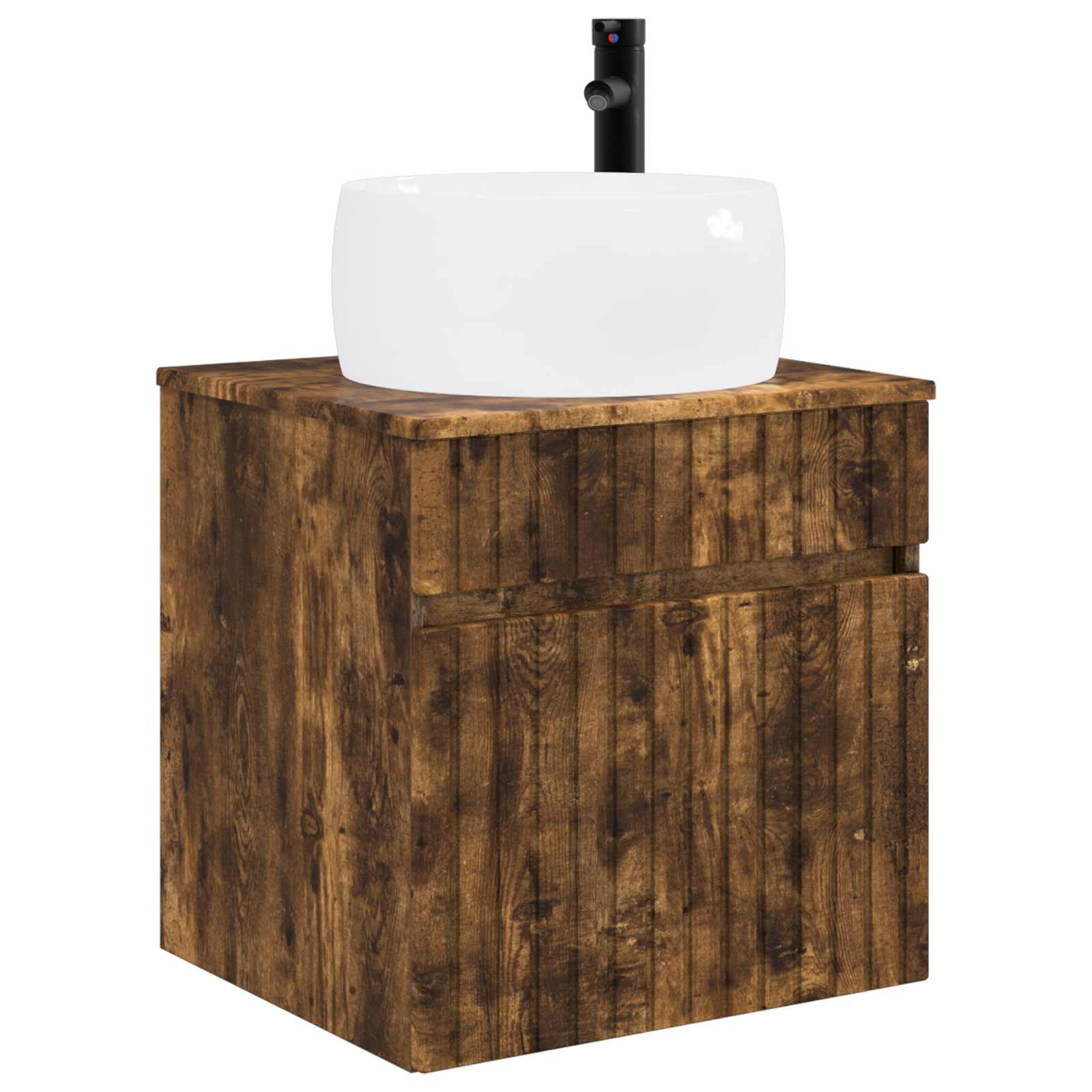 Vidaxl Smokedoak Wall-Mounted Sink Vanity Smoked Oak 49 X 44.5 X 66 Cm,