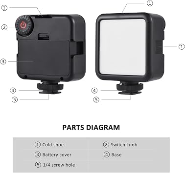Pocket Led Light Mini Video Lamp Photography Light 5600K Color Temperature with 25pcs Beads 3 Cold Shoe Mounts for Live Streaming Home Studio Comercial Photography